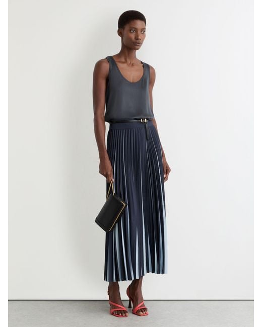 Reiss Blue Ruby - Navy Silk-front Cami Top, S