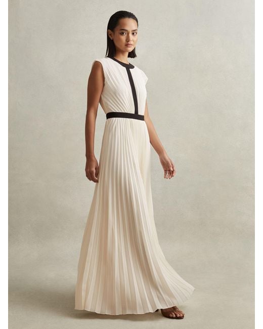 Reiss Natural Pleated Maxi Dress