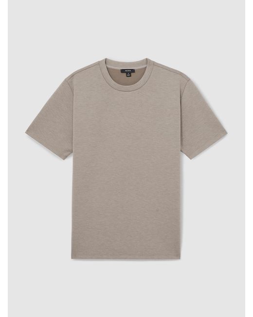 Reiss Gray Interlock Jersey Crew Neck T-Shirt for men