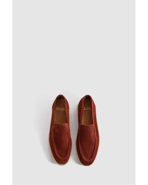 Reiss Multicolor Kason - Rust Suede Slip-on Loafers for men