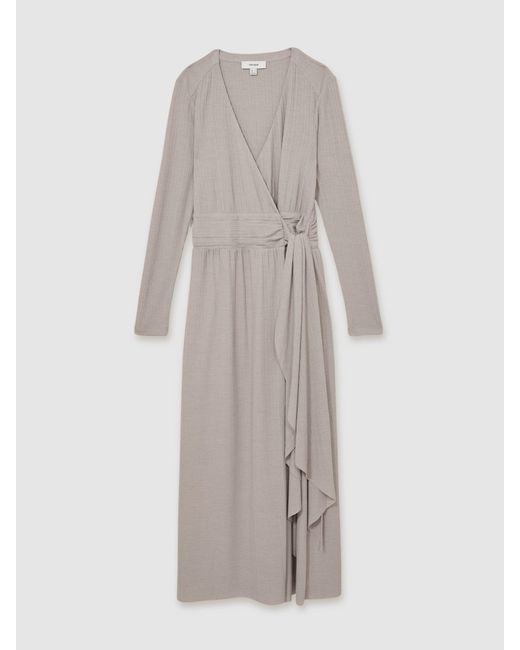 Reiss Natural Jersey Wrap-Tie Midi Dress