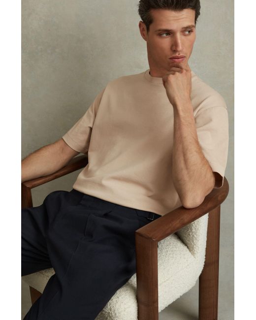 Reiss Multicolor Tate - Oatmeal Oversized Garment Dye T-shirt for men