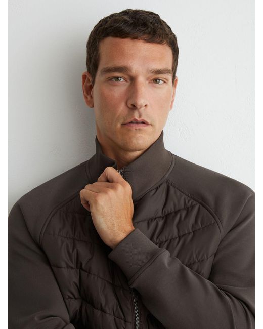Reiss Gray Hybrid Quilted And Interlock Zip Jacket for men