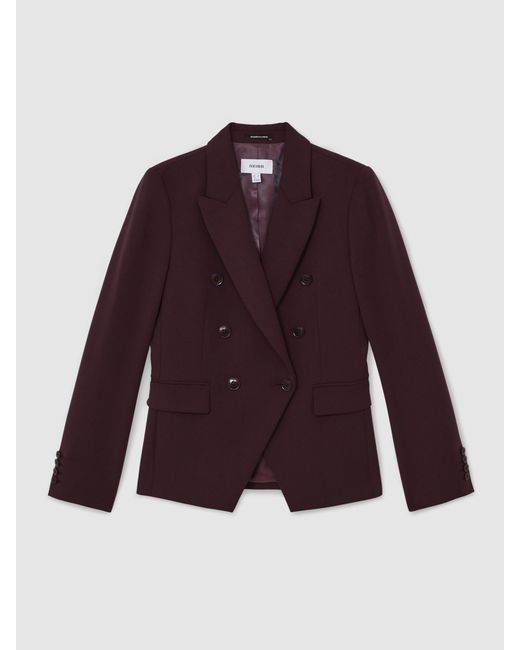 Reiss Blue Gabi - Berry Double-breasted Suit Blazer, Us 2