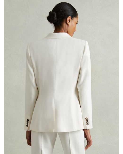 Reiss Natural Millie - Cream Tailored Single Breasted Suit Blazer