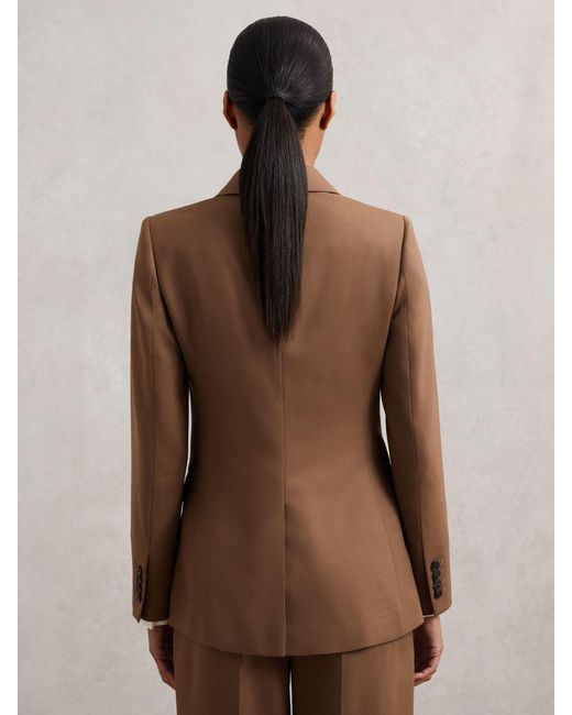 Reiss Brown Solene Wool-Blend Double-Breasted Suit Blazer