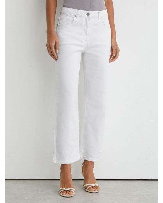Reiss Green Selin - White Petite Mid Rise Straight Leg Jeans