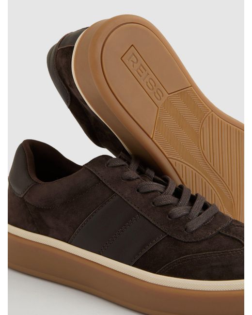 Reiss Brown Lizzie Suede Low-Top Trainers
