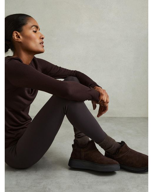 Reiss Brown Sylvie - Tan Sylvie Shearling-lined Suede Ankle Boots, Us 7 (uk 5)