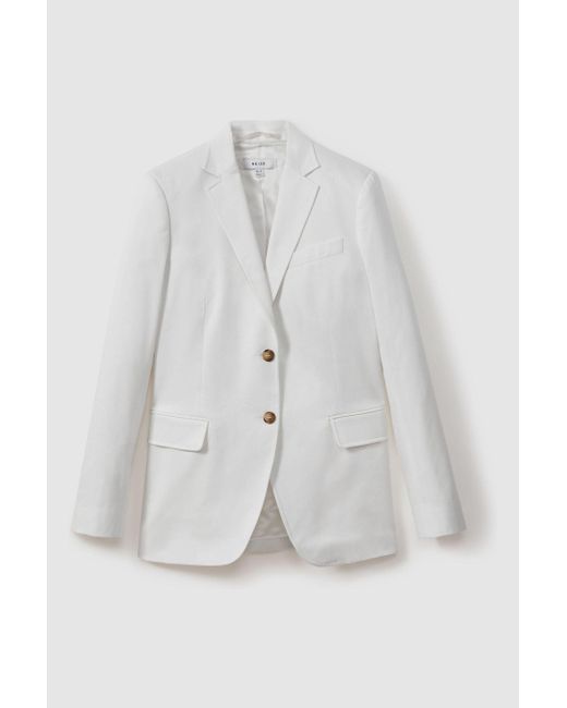 Reiss Natural Harper - White Tailored Single Breasted Suit Blazer
