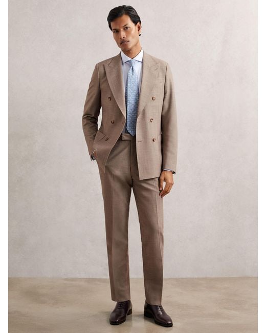 Reiss Natural Slim-Fit Textured Suit Trousers With Wool for men