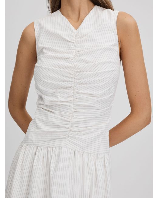 Anna Quan White Cotton Striped Maxi Dress