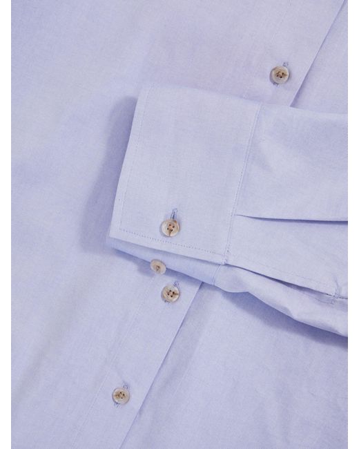 Reiss Purple Callie - Blue Cotton Button Through Oxford Shirt, Us 14