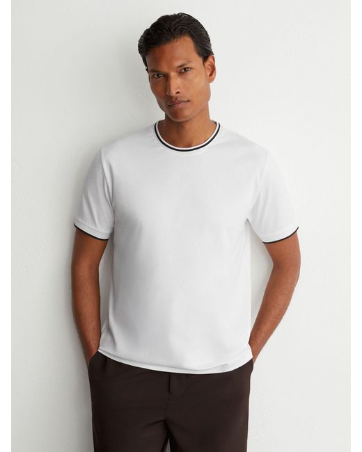 Reiss White Air-Water Cotton Tipped Tailored-Fit T-Shirt for men