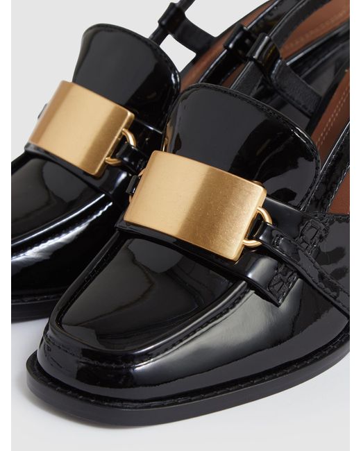 Reiss Metallic Patent Leather Slingback Heeled Loafers