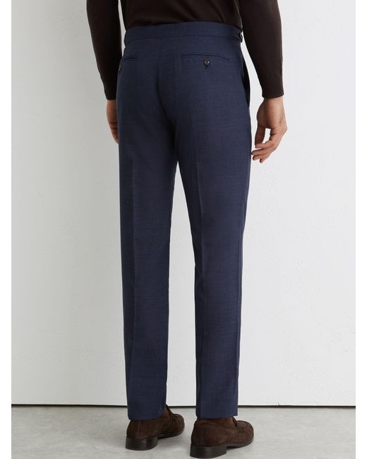 Reiss Side - Airforce Blue Fibre Side Adjuster Tailored Fit Virgin Wool Textured Tailored-fit Trousers, 28w X 31l (uk 28 R) for men