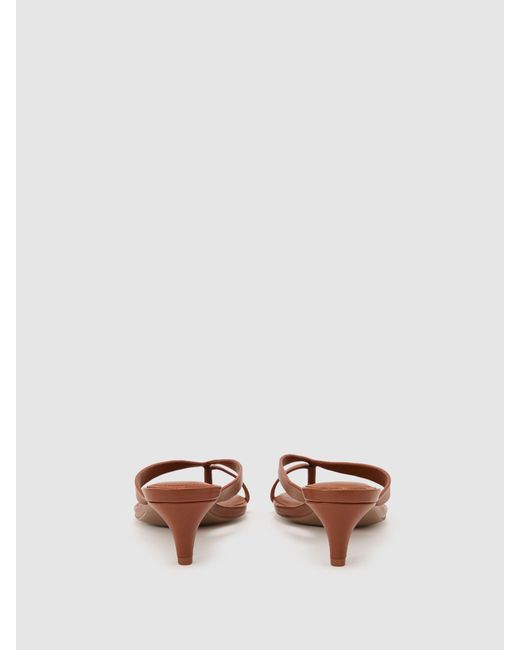 Reiss Natural Leather Lizard-Effect Kitten-Heel Sandals