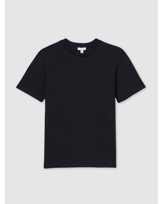 Reiss Blue Bradley Premium-Interlock Modern-Fit T-Shirt for men