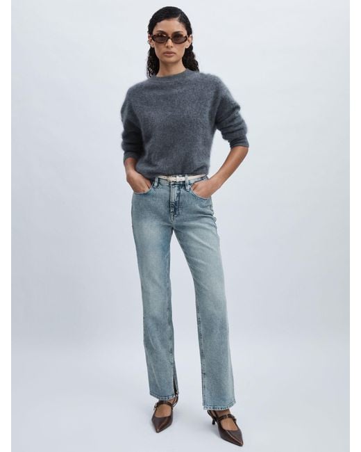 GOOD AMERICAN Blue Icon Inseam Slit Jeans Cotton Plain