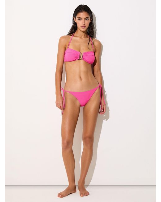 Reiss Pink Side-Tie Bikini Bottoms