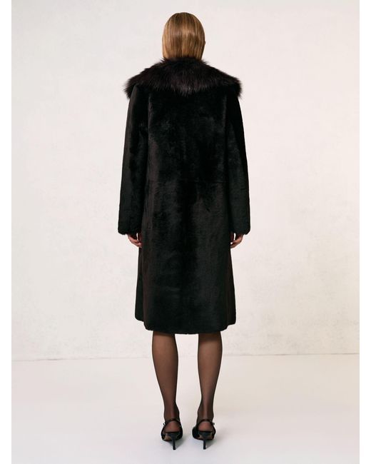 Reiss Black Shearling And Leather Coat