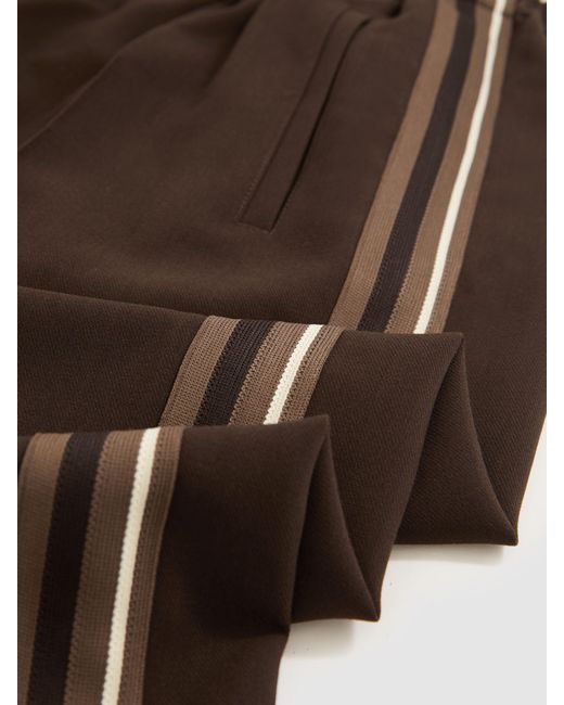 Reiss Natural Robyn - Chocolate Brown Side-stripe Wide-leg Trousers, Us 0 R
