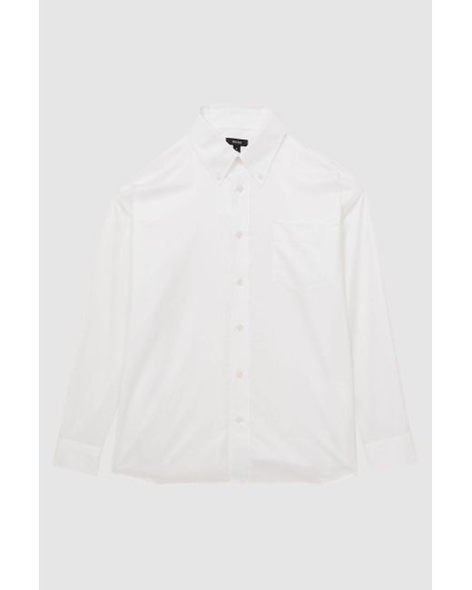 Reiss White Cotton Oversized Long-Sleeve Shirt for men