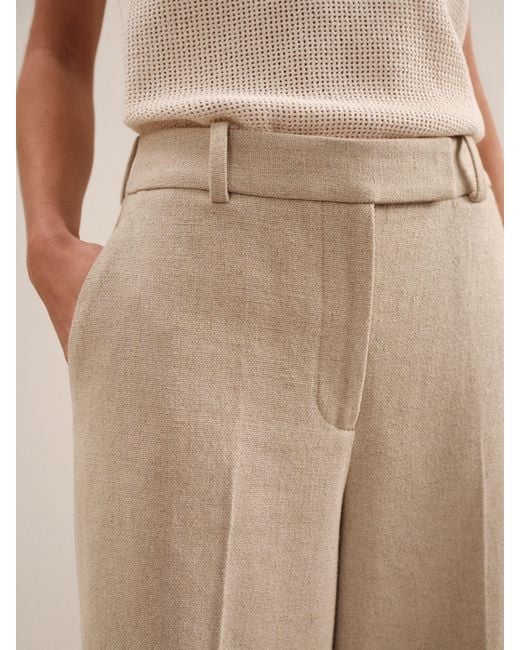 Reiss Natural Linen-Blend Wide-Leg Trousers