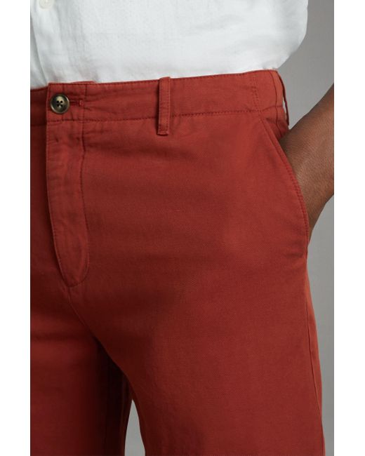 Reiss Gray Ezra - Rust Cotton Blend Internal Drawstring Shorts for men