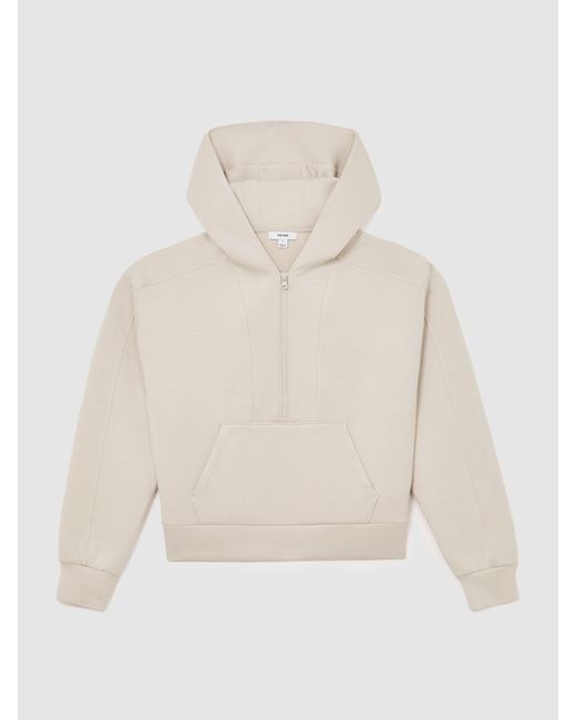 Reiss Natural Premium Interlock Half-Zip Hoodie