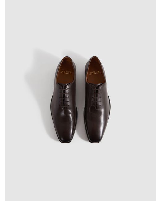 Reiss Black Mead - Dark Brown Leather Lace-up Oxford Shoes, Us 9 (uk 8) for men