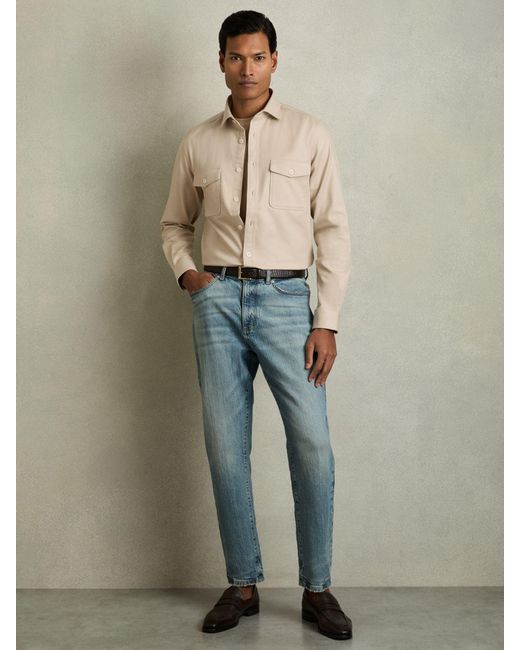 Reiss Natural Whisper Stretch-Cotton Twill Twin-Pocket Overshirt for men