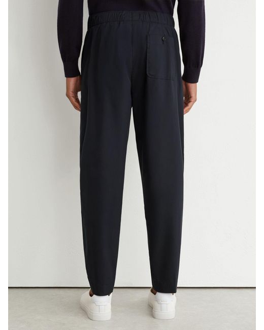 Reiss Black Cotton-Blend Lightweight Tapered Trousers for men