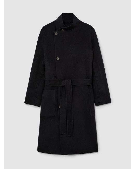Reiss Blue Wool-Blend Blindseam Belted Overcoat for men