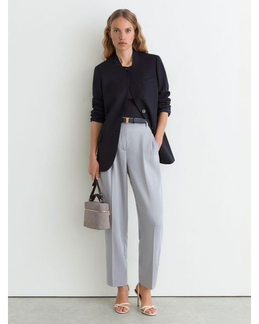 Reiss Black Wool-Blend Collarless Blazer