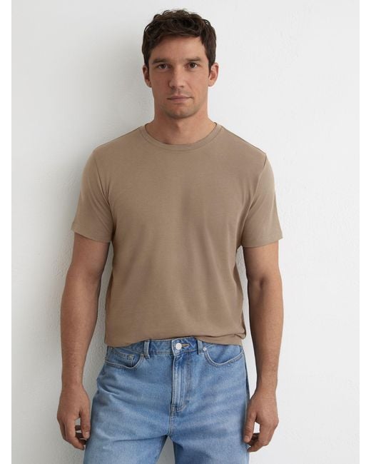 Reiss Blue Cotton Crew-Neck Tailored-Fit T-Shirt for men