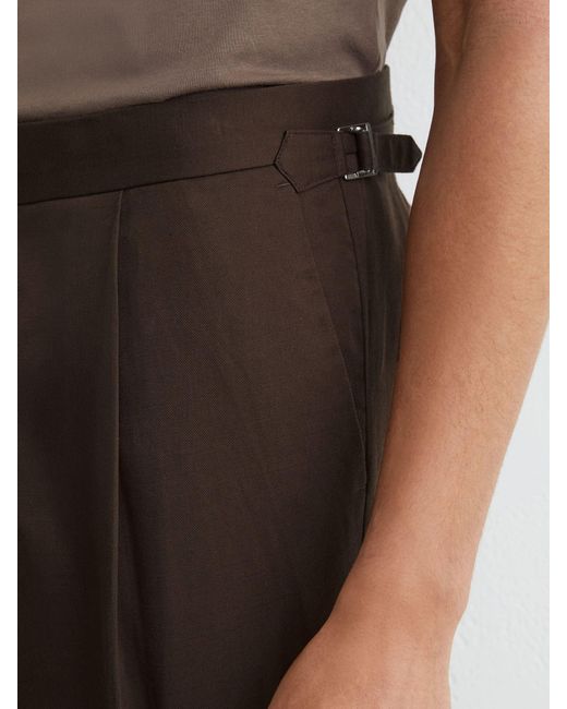 Reiss Gray Linen-Blend Side-Adjuster Tapered Trousers for men