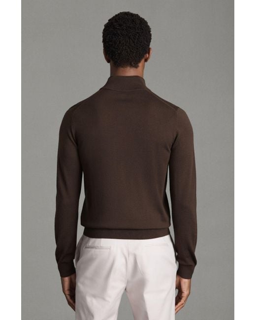 Reiss Brown 2 - Bitter Chocolate/anthracite Blackhall Pack Two Pack Of Merino Wool Zip-neck Jumpers for men