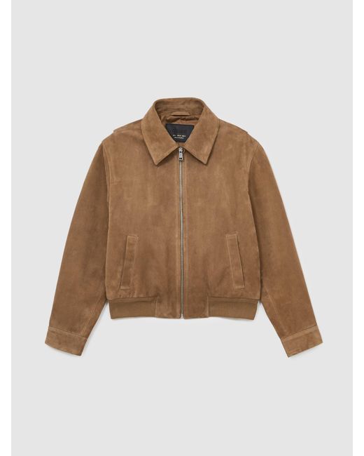 Reiss Natural Suede Bomber Jacket