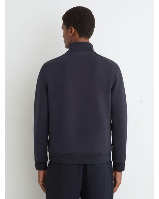 Reiss Blue Hybrid Quilted And Interlock Zip Jacket for men