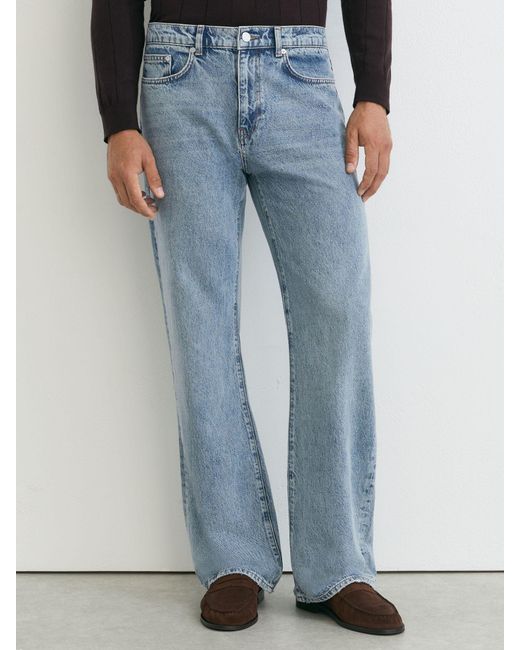 Reiss Blue Relaxed Flared-Leg Jeans for men