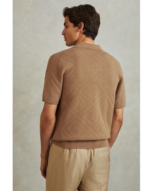 Reiss Natural Biarritz - Camel Cotton Cuban Collar Shirt, Xl for men