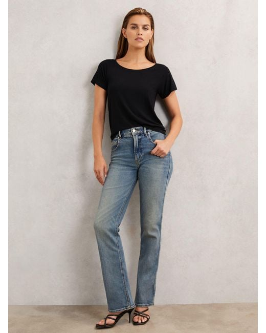 GOOD AMERICAN Blue Black Short Sleeve T-shirt