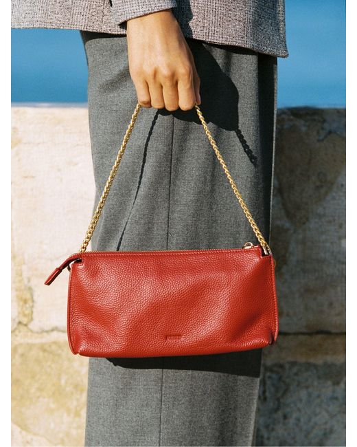 Reiss Gray Muriel - Red Leather Double-pouch Crossbody Bag, One