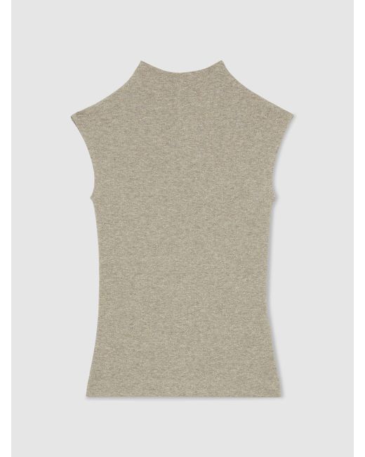 Reiss White Metallic High-Neck Vest