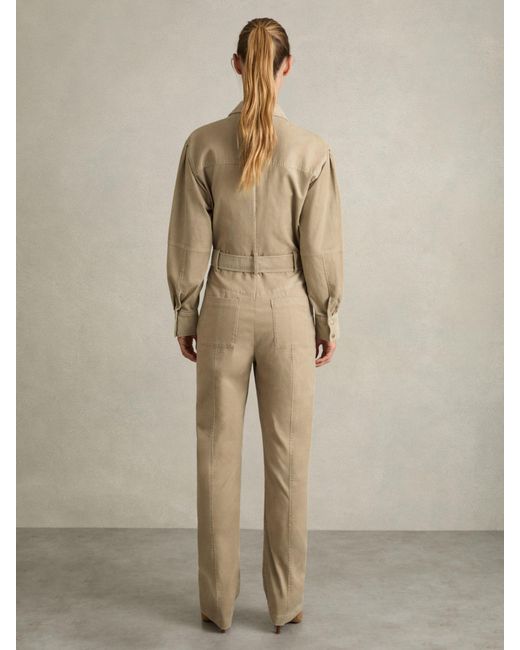 Reiss Natural Mara Jumpsuit Cotton Plain