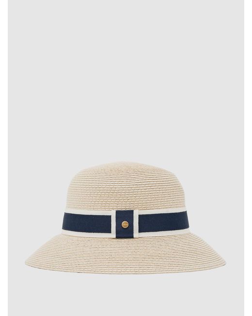 Reiss Natural Ribbon-Trim Straw-Effect Hat, S & M