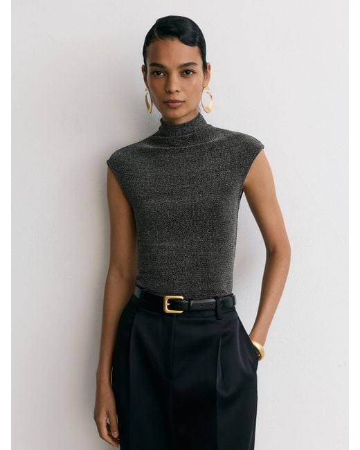 Reiss Multicolor Metallic Funnel-Neck Top