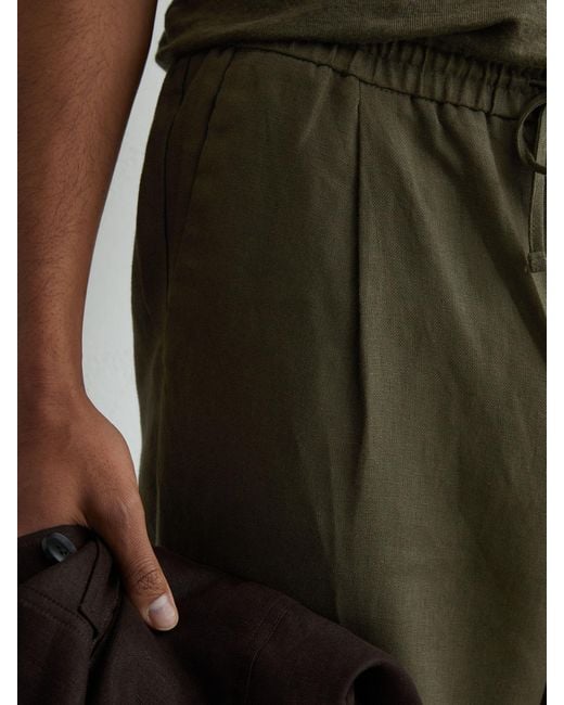 Reiss Barges - Ivy Green Linen Relaxed-fit Drawstring Trousers, 32 for men