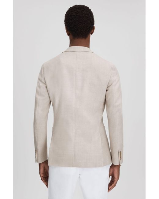 Reiss Gray Attire - Stone Slim Fit Textured Wool Blend Blazer for men